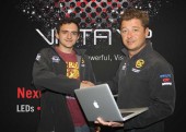 David Weeks receives his MacBook Pro from AC-ET's Jonathan Walters